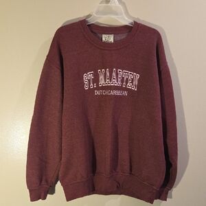 St. Maarten Maroon Crewneck Sweatshirt by